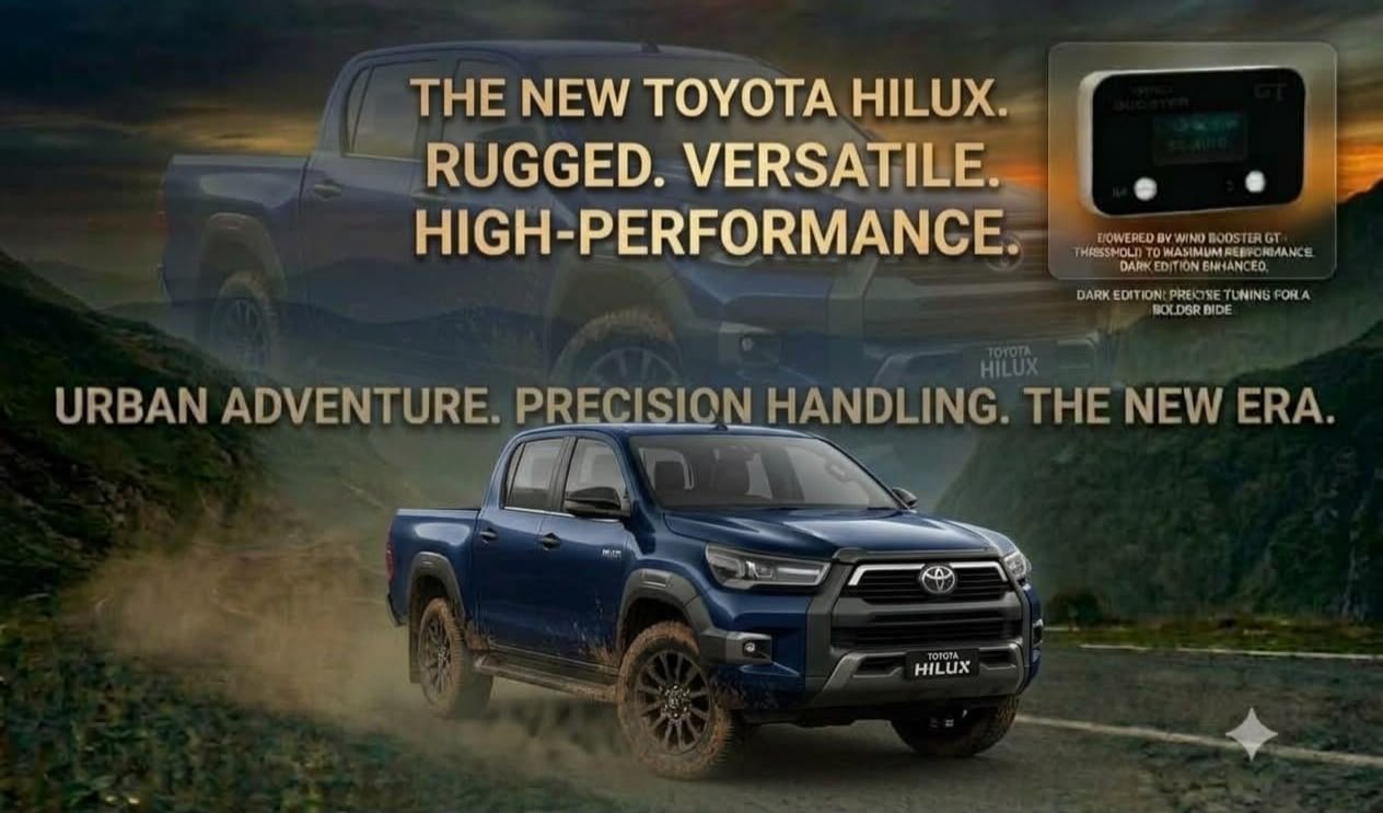 Windbooster GT throttle controller in front of a Toyota Hilux