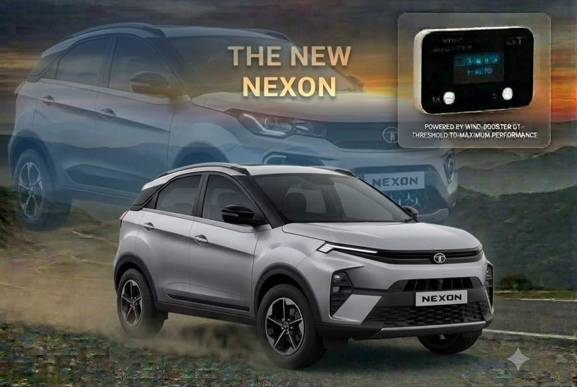 Windbooster GT throttle controller in front of a Tata Nexon