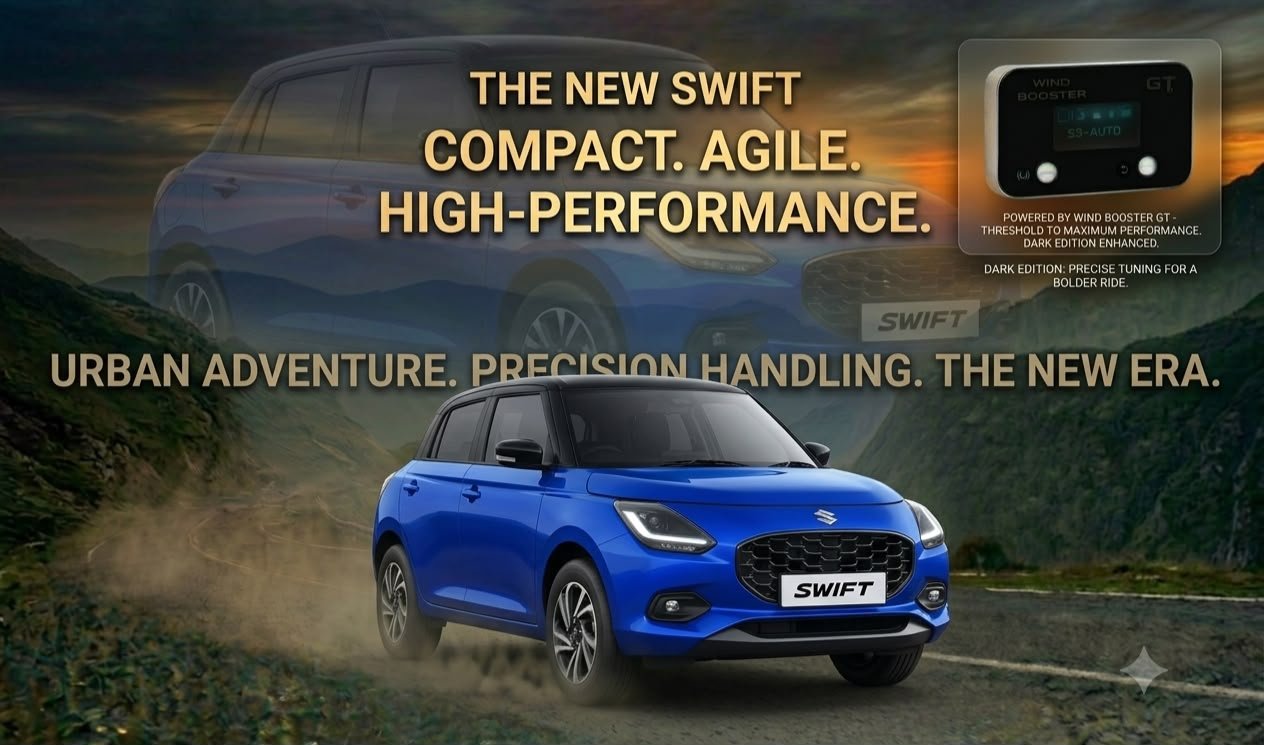 Windbooster GT throttle controller in front of a Maruti Suzuki Swift