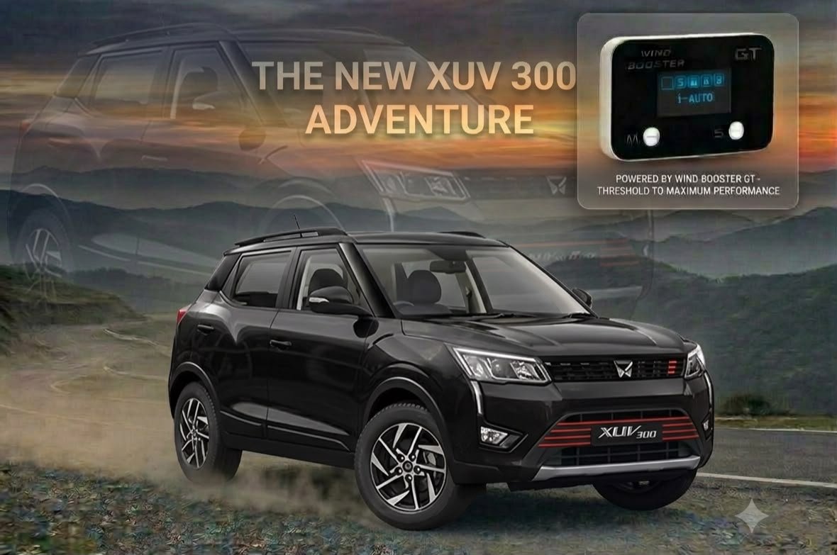 Windbooster GT throttle controller in front of a Mahindra XUV300